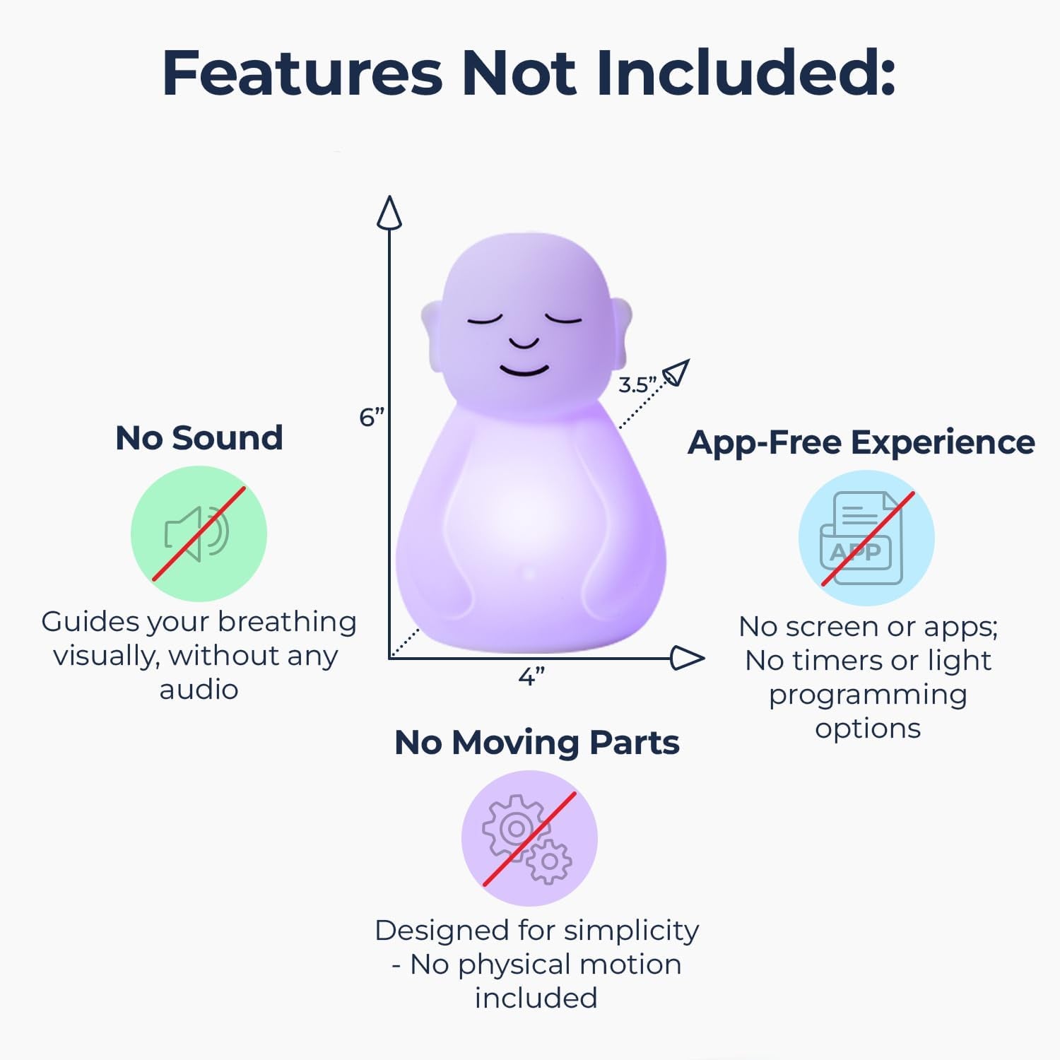 'Original Breathing Buddha' Guided Visual Meditation | 3 Modes to Slow Your Breathing & Calm Your Mind | Stress & Anxiety Relief | Wellness Gift | Adults, Kids, Classrooms | USB Rechargeable