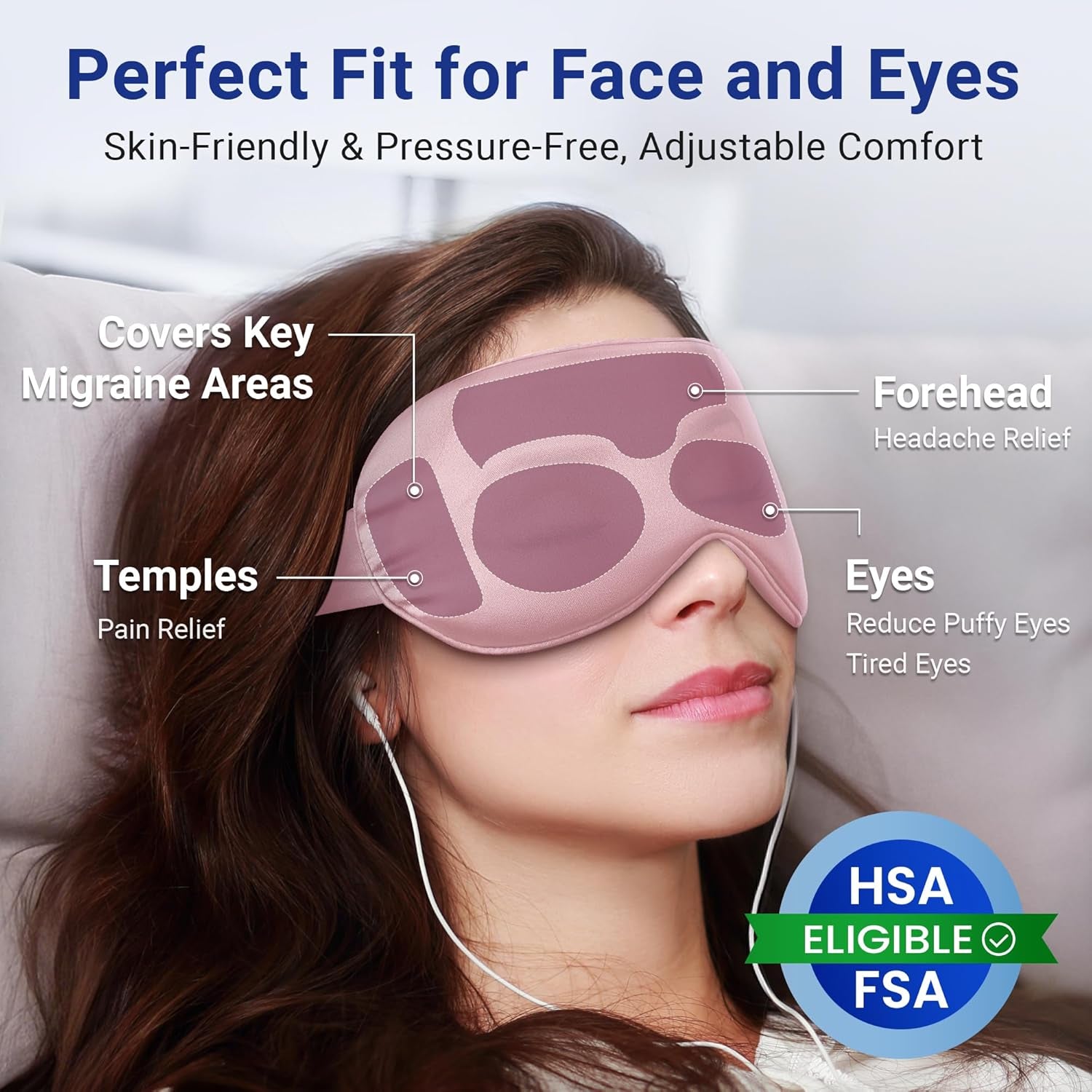 Self Care Gifts for Women: Cooling Eye Mask for Eye Care - Fsa Eligible Items Migraines Headache Relief Ice Pack Mask Products - Cold Compress for Puffy Eyes - Relaxing Gifts (Pink)